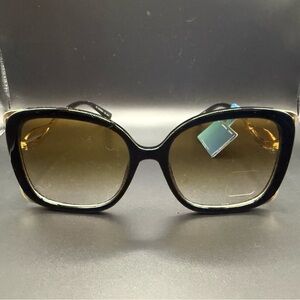 NWT Bob Mackie Oversized Black and Gold Women's Sunglasses